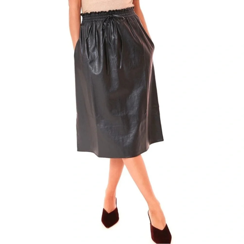 Tuckernuck Black Faux-Leather Midi Skirt